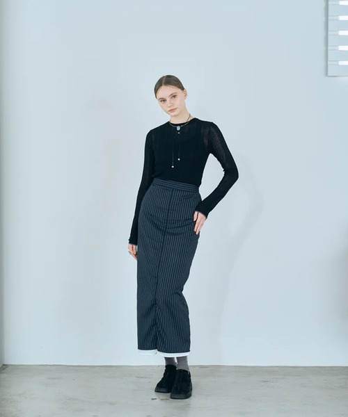 merrylatte（メリーラテ）の「rib sheer tops（Tシャツ/カットソー・レディース・ホワイト/ブラック・FREE）」の20枚目の写真