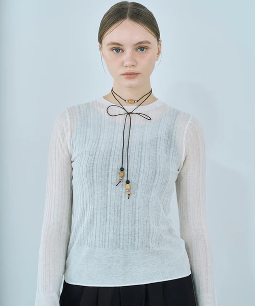 merrylatte（メリーラテ）の「rib sheer tops（Tシャツ/カットソー・レディース・ホワイト/ブラック・FREE）」の18枚目の写真