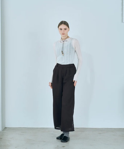 merrylatte（メリーラテ）の「rib sheer tops（Tシャツ/カットソー・レディース・ホワイト/ブラック・FREE）」の14枚目の写真