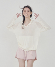 HANE（ハネ）の「Breeze See-Through Hooded Knit_Milk（パーカー）」