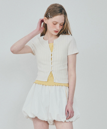 Ribbed Button Knit Cardigan_Milk