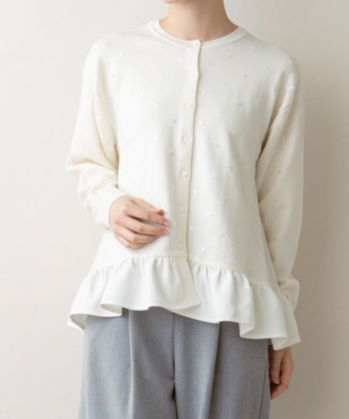 定価2.4万円 SONO サークルフレア ドットニットカーディガン バックリボン 新作12/5発売】【SONO/ソーノ】サークルフレア ドットニット