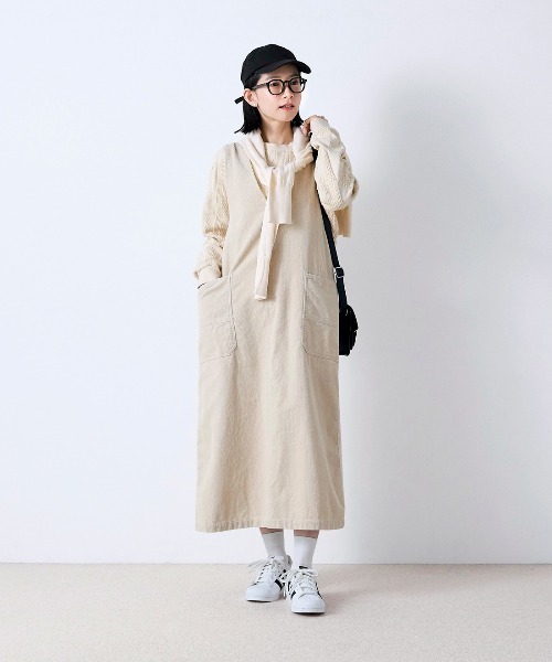 Sunny clouds（サニークラウズ）の「サニークラウズ　キャンバス天ジャンパースカート〈レディース〉（ジャンパースカート・レディース・オフホワイト・MP/M/L/LL/3L）」の5枚目の写真