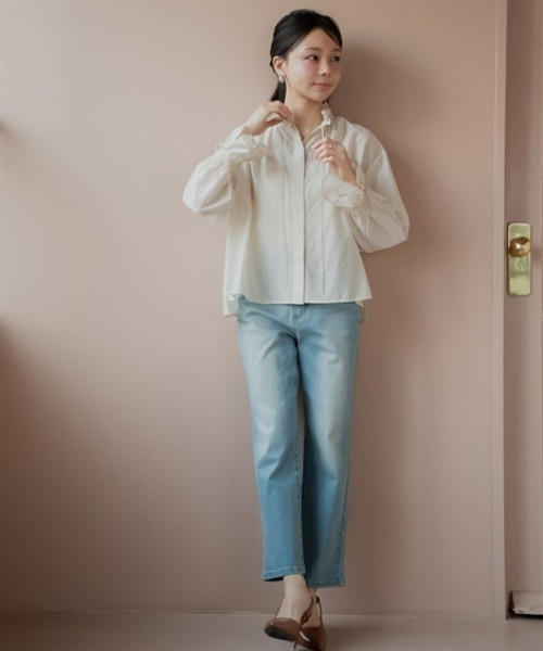 Petitjo(プッチージョ)の「小さいサイズ シアーフリルリボンブラウス 低身長さん・小柄女性(シャツ/ブラウス・レディース・ブラウン/アイボリー・PSS/PS/PM/PL)」の22枚目の写真