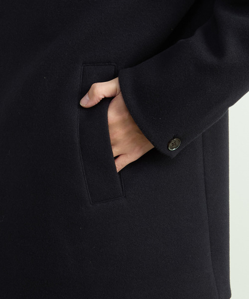 MEN'S MELROSE（メンズメルローズ）の「ジャージーメルトン スタンドショートコート（カバーオール・メンズ・ライトブラウン/グレイッシュベージュ/ネイビー・2/3/4/5）」の10枚目の写真