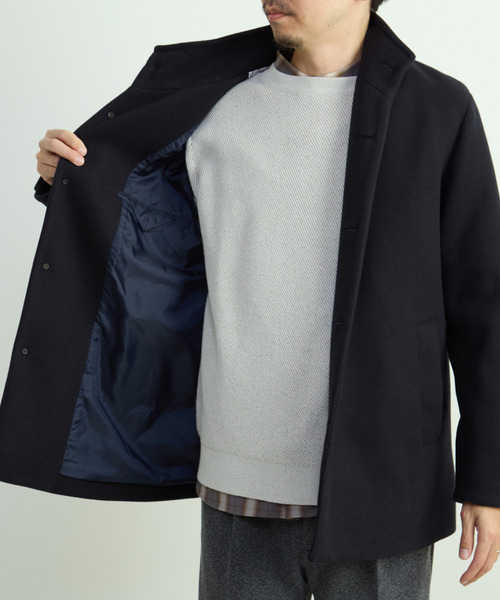 MEN'S MELROSE（メンズメルローズ）の「ジャージーメルトン スタンドショートコート（カバーオール・メンズ・ライトブラウン/グレイッシュベージュ/ネイビー・2/3/4/5）」の11枚目の写真