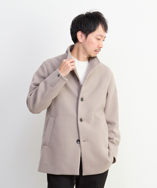 MEN'S MELROSE（メンズメルローズ）の「ジャージーメルトン スタンドショートコート（カバーオール・メンズ・ライトブラウン/グレイッシュベージュ/ネイビー・2/3/4/5）」の19枚目の写真