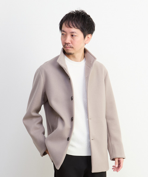 MEN'S MELROSE（メンズメルローズ）の「ジャージーメルトン スタンドショートコート（カバーオール・メンズ・ライトブラウン/グレイッシュベージュ/ネイビー・2/3/4/5）」の20枚目の写真