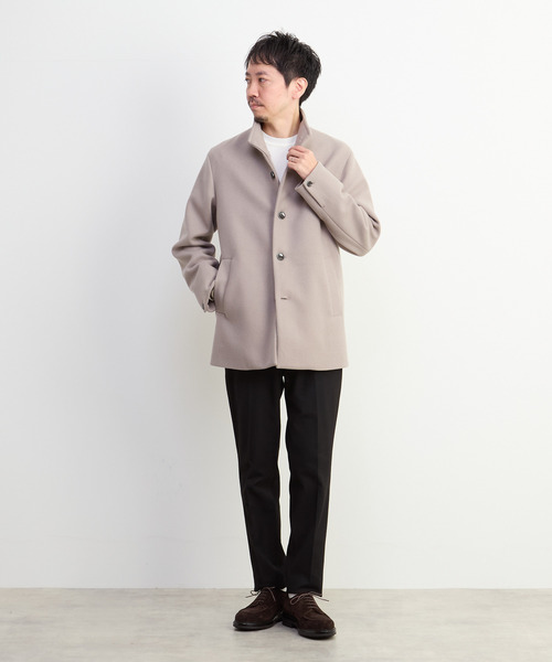 MEN'S MELROSE（メンズメルローズ）の「ジャージーメルトン スタンドショートコート（カバーオール・メンズ・ライトブラウン/グレイッシュベージュ/ネイビー・2/3/4/5）」の21枚目の写真