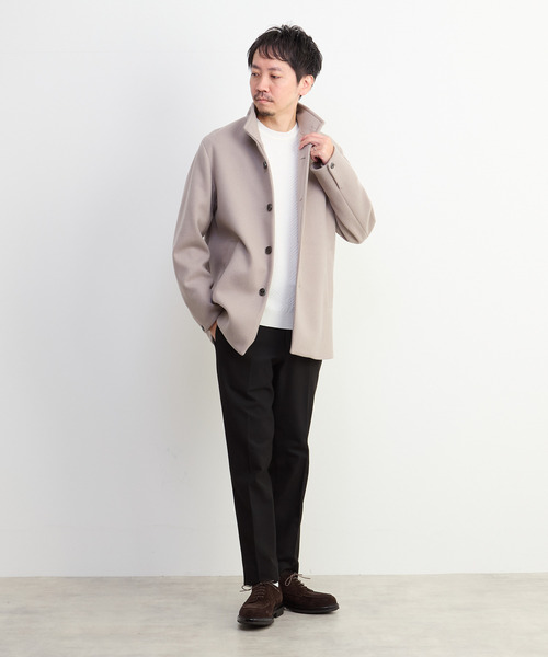 MEN'S MELROSE（メンズメルローズ）の「ジャージーメルトン スタンドショートコート（カバーオール・メンズ・ライトブラウン/グレイッシュベージュ/ネイビー・2/3/4/5）」の22枚目の写真