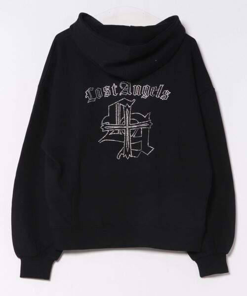 GORGE（ゴージ）の「《背中クロス×ロゴ×胸ワンポイントロゴ》裏毛ジップパーカー　秋冬（パーカー・レディース・スミクロ/ブラック/オートミール・F）」の13枚目の写真