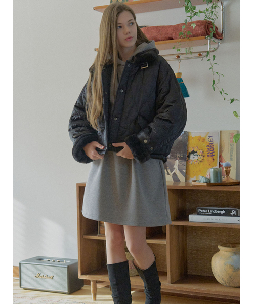 AVANT-G（アバン）の「Wave Quilting Short Padding -BLACK（ダウンジャケット/コート・レディース・カーキ/ブラック・FREE）」の6枚目の写真
