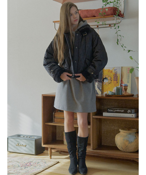 AVANT-G（アバン）の「Wave Quilting Short Padding -BLACK（ダウンジャケット/コート・レディース・カーキ/ブラック・FREE）」の7枚目の写真