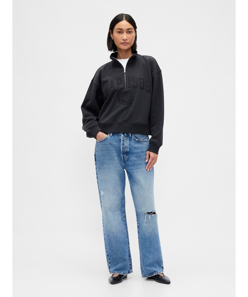 GAP(ギャップ)の「ヴィンテージソフト Gap1969ロゴ ハーフジップ プルオーバー(スウェット・レディース・ブラック/ライトブルー/ブラウン/ピンク/グレー・XS/XXS/XL/L/M/S)」の6枚目の写真