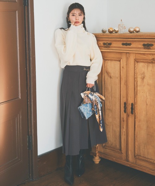 AND COUTURE(アンドクチュール)の「アシメプリーツスカート(スカート・レディース・サックスブルー/キャメル/チャコールグレー・MEDIUM/SMALL)」の1枚目の写真