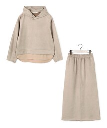 Grand PARK（グランドパーク）の「【セット企画】ディアスキン レイヤード風パーカー＋スカート（ワンピース）」