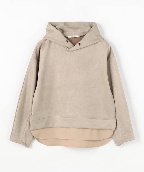 Grand PARK（グランドパーク）の「【セット企画】ディアスキン レイヤード風パーカー＋スカート（ワンピース・レディース・チャコールグレー・FREE）」の2枚目の写真