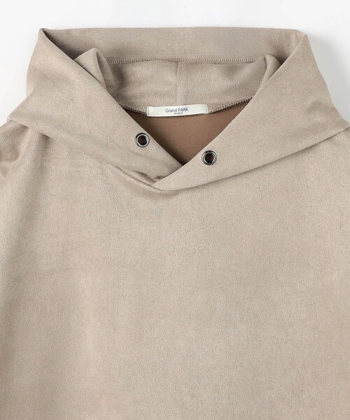 Grand PARK（グランドパーク）の「【セット企画】ディアスキン レイヤード風パーカー＋スカート（ワンピース・レディース・チャコールグレー・FREE）」の4枚目の写真