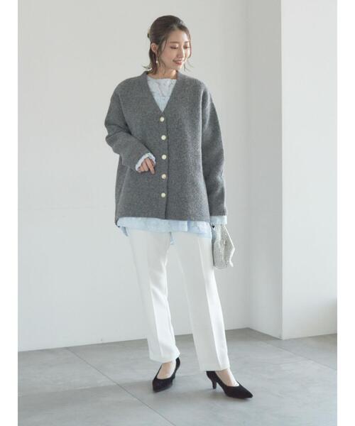 Te chichi（テチチ）の「【宮本茉由着用】カットジャガードチュニックブラウス（シャツ/ブラウス・レディース・オフホワイト/サックスブルー・F）」の5枚目の写真