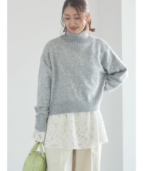 Te chichi（テチチ）の「【宮本茉由着用】カットジャガードチュニックブラウス（シャツ/ブラウス・レディース・オフホワイト/サックスブルー・F）」の10枚目の写真