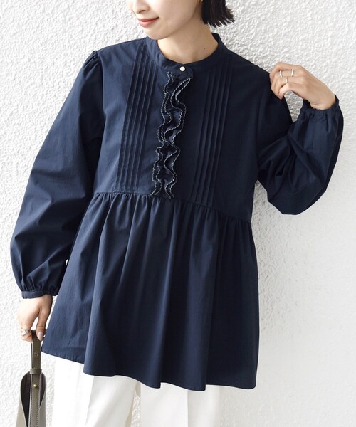 WEB限定】〈手洗い可能〉フリル 刺繍 ペプラム ブラウス（シャツ