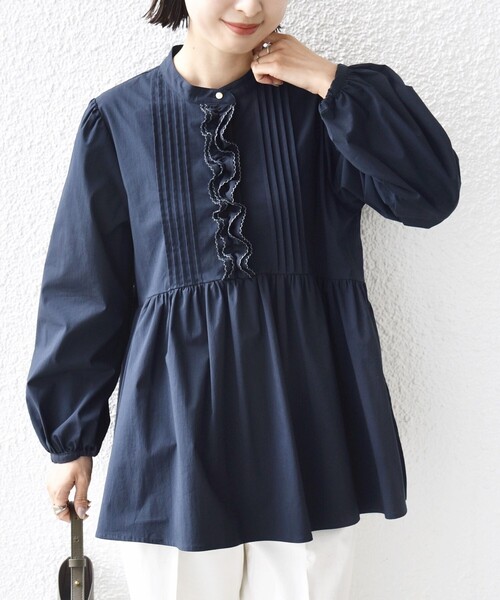 新品未使用　SHIPS シップス　ホワイト　フリル 刺繍 ペプラム ブラウス WEB限定】〈手洗い可能〉フリル 刺繍 ペプラム ブラウス（シャツ