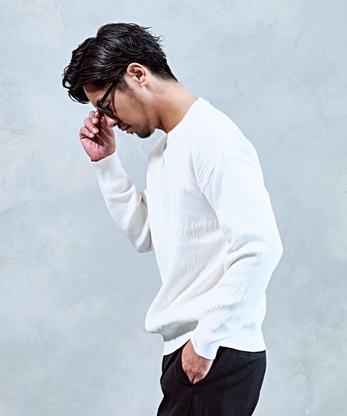 BENUSTA（ベヌスタ）の「『BENUSTA/ベヌスタ』ジグザグデザインニット【GC】（ニット/セーター・メンズ・ブラック/ホワイト・XL/L）」の3枚目の写真