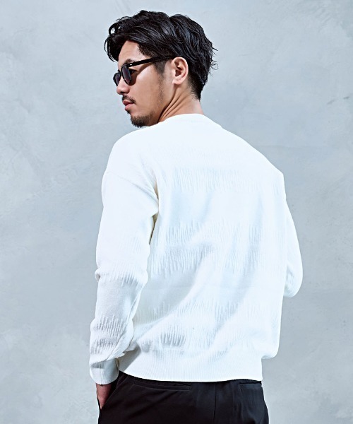 BENUSTA（ベヌスタ）の「『BENUSTA/ベヌスタ』ジグザグデザインニット【GC】（ニット/セーター・メンズ・ブラック/ホワイト・XL/L）」の4枚目の写真