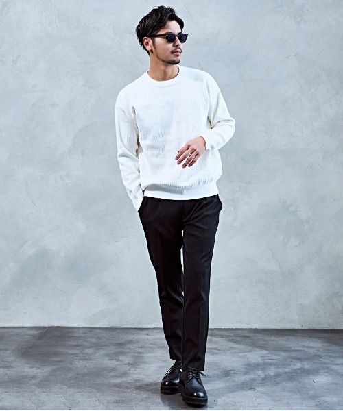 BENUSTA（ベヌスタ）の「『BENUSTA/ベヌスタ』ジグザグデザインニット【GC】（ニット/セーター・メンズ・ブラック/ホワイト・XL/L）」の5枚目の写真