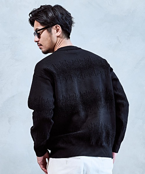 BENUSTA（ベヌスタ）の「『BENUSTA/ベヌスタ』ジグザグデザインニット【GC】（ニット/セーター・メンズ・ブラック/ホワイト・XL/L）」の7枚目の写真