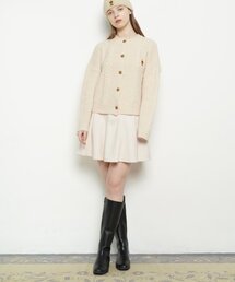 W25 wool pleats mini skirts ivory