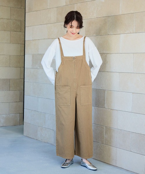 studio CLIP（スタディオクリップ）の「ダブルフロントデニムサロペット[プチサイズあり]《CLIP denim》（サロペット/オーバーオール・レディース・ベージュ/ブラック/ライトブルー・PF/FREE）」の7枚目の写真