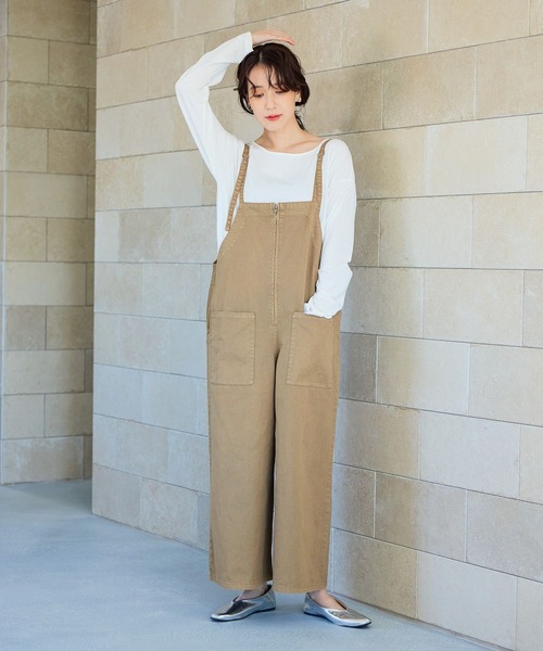 studio CLIP（スタディオクリップ）の「ダブルフロントデニムサロペット[プチサイズあり]《CLIP denim》（サロペット/オーバーオール・レディース・ベージュ/ブラック/ライトブルー・PF/FREE）」の10枚目の写真