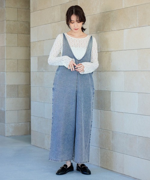 studio CLIP（スタディオクリップ）の「ダブルフロントデニムサロペット[プチサイズあり]《CLIP denim》（サロペット/オーバーオール・レディース・ベージュ/ブラック/ライトブルー・PF/FREE）」の17枚目の写真