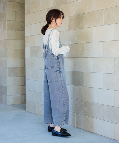 studio CLIP（スタディオクリップ）の「ダブルフロントデニムサロペット[プチサイズあり]《CLIP denim》（サロペット/オーバーオール・レディース・ベージュ/ブラック/ライトブルー・PF/FREE）」の21枚目の写真