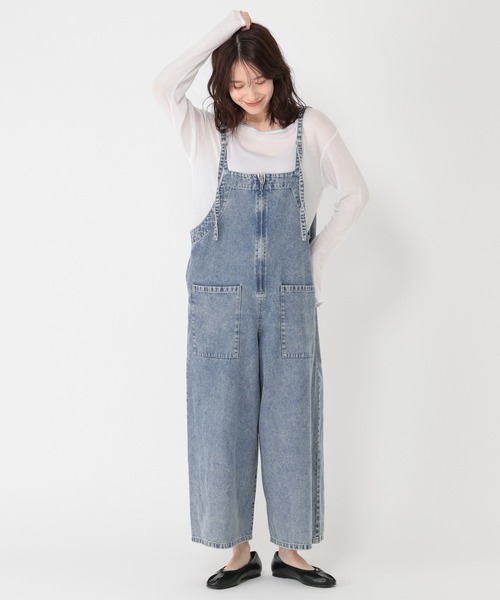 studio CLIP（スタディオクリップ）の「ダブルフロントデニムサロペット[プチサイズあり]《CLIP denim》（サロペット/オーバーオール・レディース・ベージュ/ブラック/ライトブルー・PF/FREE）」の22枚目の写真