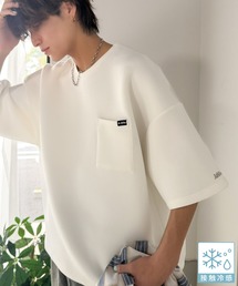 Java（ジャバ）の「《JaVaジャバコラボ》【接触冷感機能付き】肌に触れるたびヒンヤリとした着心地。胸ポケット付き ドレープポンチ素材 オーバーサイズTシャツ（Tシャツ/カットソー）」