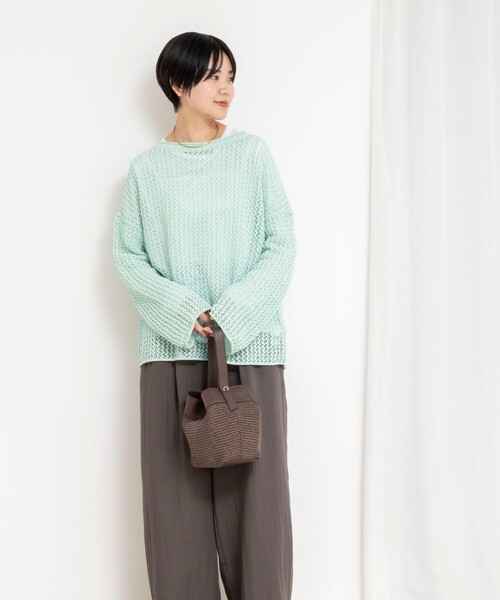NOLLEY’S(ノーリーズ)の「《手洗い可能》ペーパーヤーンメッシュプルオーバー(ニット/セーター・レディース・ミント/ダークブラウン/アイボリー/ベビーピンク・FREE)」の9枚目の写真