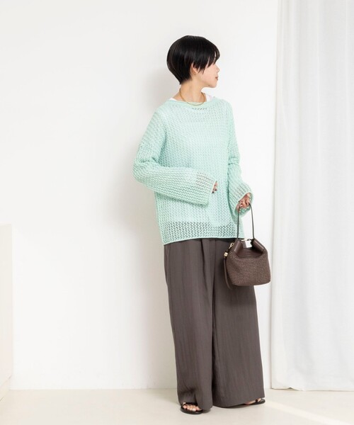 NOLLEY’S(ノーリーズ)の「《手洗い可能》ペーパーヤーンメッシュプルオーバー(ニット/セーター・レディース・ミント/ダークブラウン/アイボリー/ベビーピンク・FREE)」の10枚目の写真