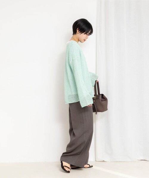 NOLLEY’S(ノーリーズ)の「《手洗い可能》ペーパーヤーンメッシュプルオーバー(ニット/セーター・レディース・ミント/ダークブラウン/アイボリー/ベビーピンク・FREE)」の11枚目の写真