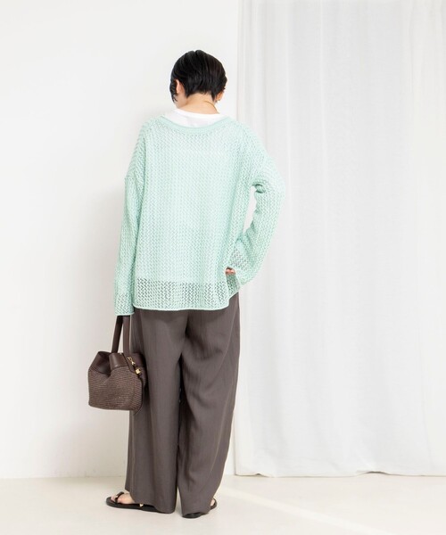 NOLLEY’S(ノーリーズ)の「《手洗い可能》ペーパーヤーンメッシュプルオーバー(ニット/セーター・レディース・ミント/ダークブラウン/アイボリー/ベビーピンク・FREE)」の12枚目の写真