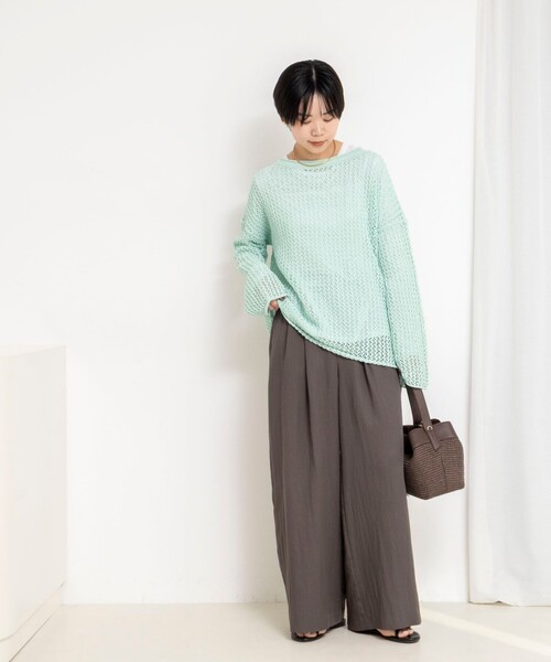 NOLLEY’S(ノーリーズ)の「《手洗い可能》ペーパーヤーンメッシュプルオーバー(ニット/セーター・レディース・ミント/ダークブラウン/アイボリー/ベビーピンク・FREE)」の14枚目の写真