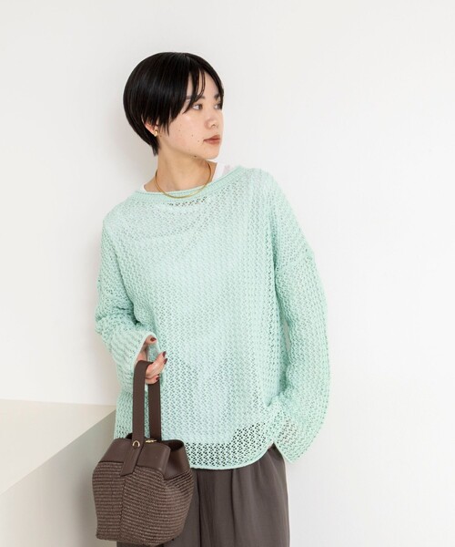 NOLLEY’S(ノーリーズ)の「《手洗い可能》ペーパーヤーンメッシュプルオーバー(ニット/セーター・レディース・ミント/ダークブラウン/アイボリー/ベビーピンク・FREE)」の15枚目の写真