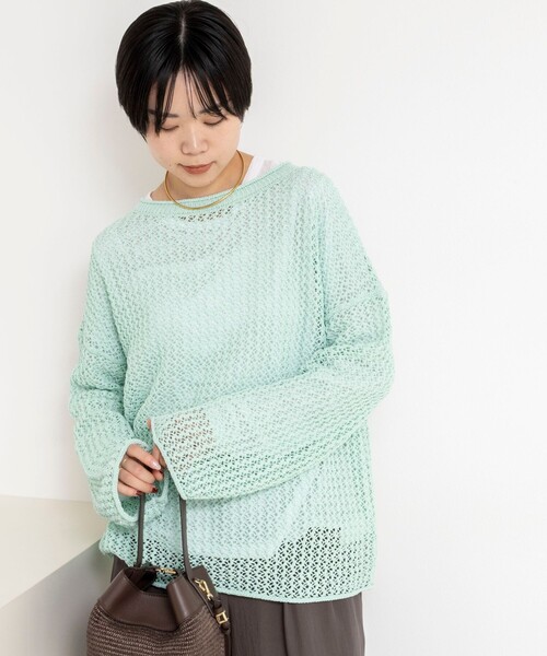 NOLLEY’S(ノーリーズ)の「《手洗い可能》ペーパーヤーンメッシュプルオーバー(ニット/セーター・レディース・ミント/ダークブラウン/アイボリー/ベビーピンク・FREE)」の17枚目の写真