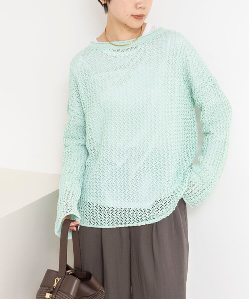 NOLLEY’S(ノーリーズ)の「《手洗い可能》ペーパーヤーンメッシュプルオーバー(ニット/セーター・レディース・ミント/ダークブラウン/アイボリー/ベビーピンク・FREE)」の19枚目の写真