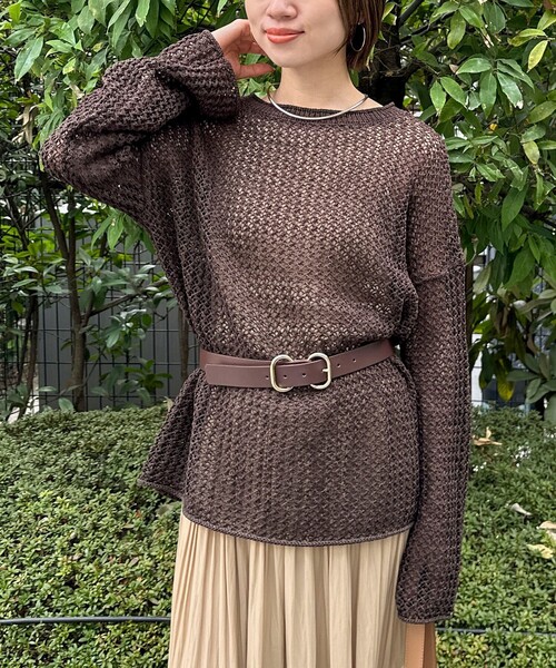 NOLLEY’S(ノーリーズ)の「《手洗い可能》ペーパーヤーンメッシュプルオーバー(ニット/セーター・レディース・ミント/ダークブラウン/アイボリー/ベビーピンク・FREE)」の22枚目の写真