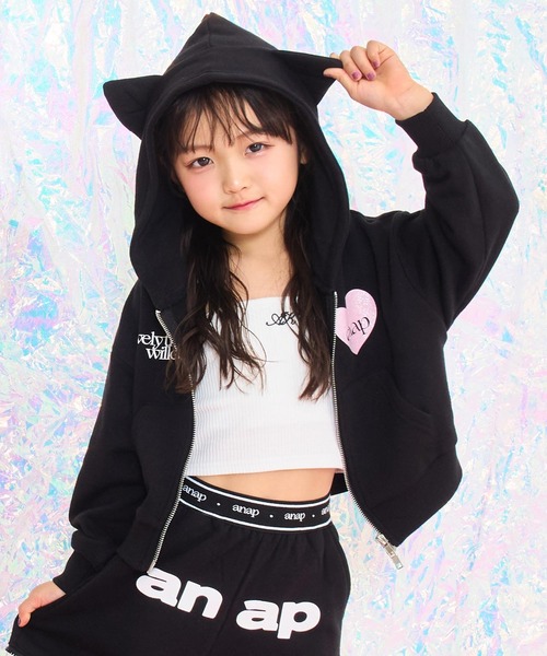 ANAP kids（アナップキッズ）の「ネコ耳付　スウェットジップパーカー【別売りセットアップ】（パーカー・キッズ・ライトピンク/ラベンダー/ブラック・110/120/130）」の19枚目の写真