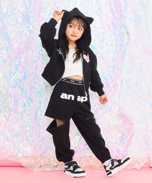 ANAP kids（アナップキッズ）の「ネコ耳付　スウェットジップパーカー【別売りセットアップ】（パーカー・キッズ・ライトピンク/ラベンダー/ブラック・110/120/130）」の21枚目の写真