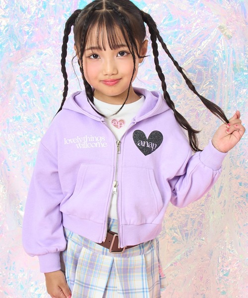 ANAP kids（アナップキッズ）の「ネコ耳付　スウェットジップパーカー【別売りセットアップ】（パーカー・キッズ・ライトピンク/ラベンダー/ブラック・110/120/130）」の14枚目の写真