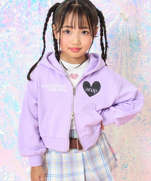 ANAP kids（アナップキッズ）の「ネコ耳付　スウェットジップパーカー【別売りセットアップ】（パーカー・キッズ・ライトピンク/ラベンダー/ブラック・110/120/130）」の16枚目の写真